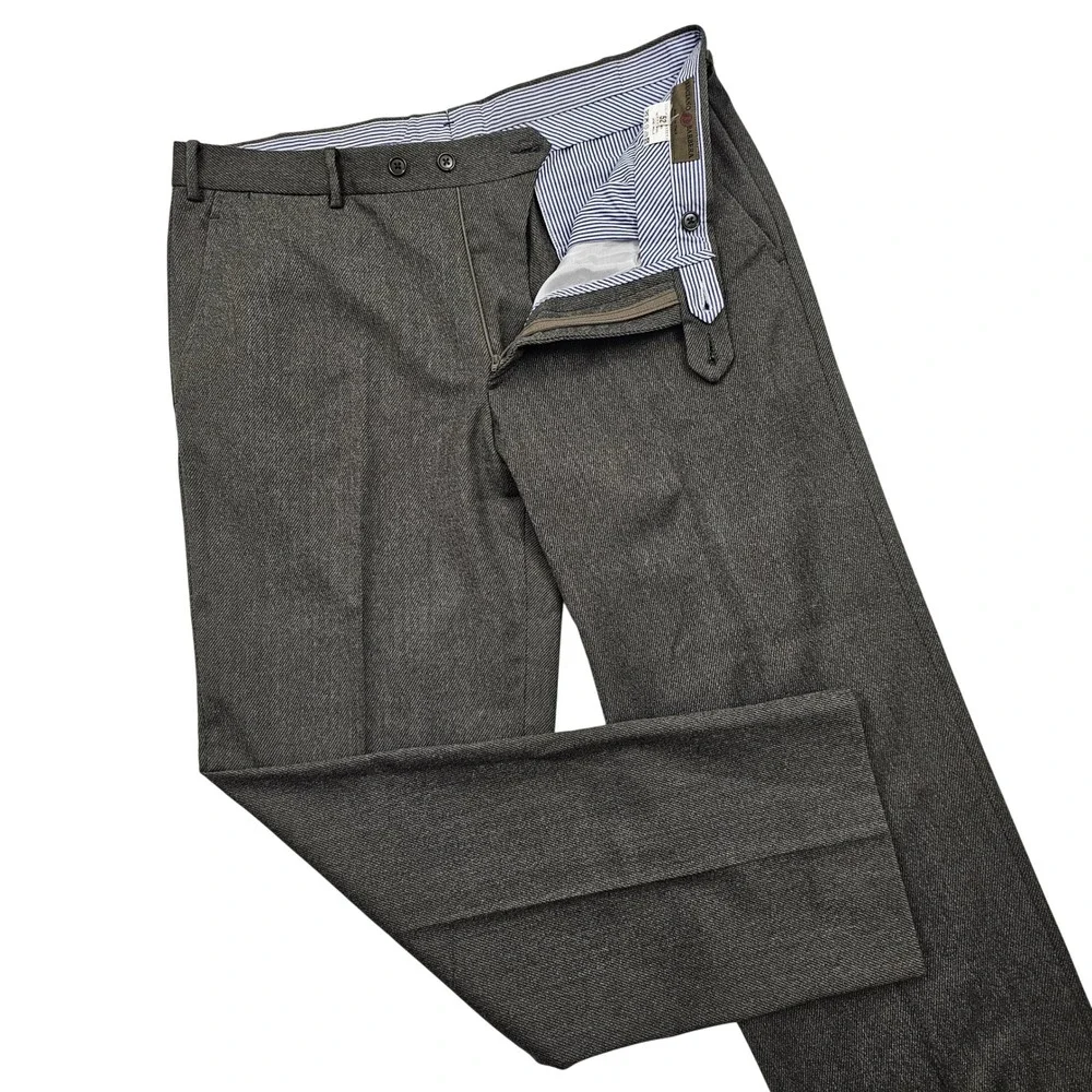 Luciano Barbera Dress Pants Mens 52 34x30 Brown Trousers Wool Flat Front Italy